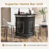 4-Tier Liquor Bar Table with 3 Glass Holders and Storage Shelves