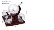 Whiskey Decanter Globe Set w/ 4Pcs 8.45OZ Etched World Whiskey Glasses Wooden Tray Perfect Gift Set