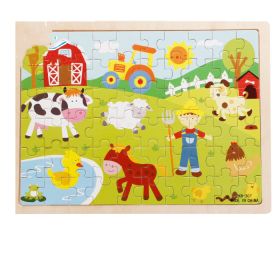 Wooden Children Infants Early Education Puzzle 60 Pieces (Option: Farm Puzzle)