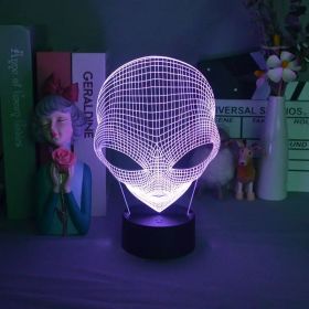 Pop-eyed Alien Shape 3D Night Light Child Cool Present For B (Option: 7Color uncontrolled-Solid Back Base)