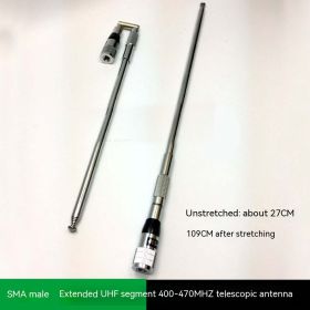 Lengthened Folding Telescopic Antenna Handheld Transceiver Aviation Frequency (Option: Silver-SMA male)