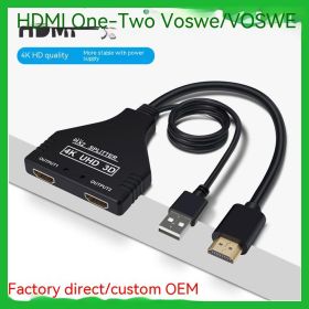 One Divided Into Two HDMI Distributor With USB Power Supply (Color: Black)