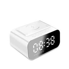 Wireless Charging Bluetooth Speaker Clock Led Alarm Clock Audio Wireless Charging Bluetooth Speaker (Color: White)