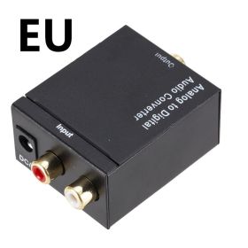 Analog to Digital Audio Converter Fiber Optic with TV Speaker (Option: Black Audio to digital-EU)