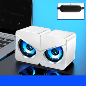 Computer audio desktop notebook home cable speaker desktop USB mini speaker subwoofer (Option: White-Upgraded version)