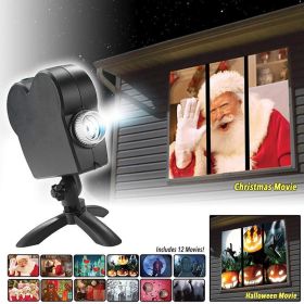 Halloween  Christmas Laser Projector 12 Movies Disco Light Mini Window Home Theater Projector Indoor Outdoor Projector (Option: Only SCREEN-All)