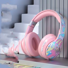 Wireless Bluetooth Headphone Head-mounted E-sports (Color: Pink)