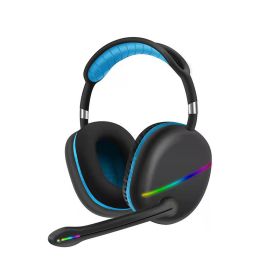 Headset Bluetooth Headset RGB Luminous Wireless (Color: Blue)