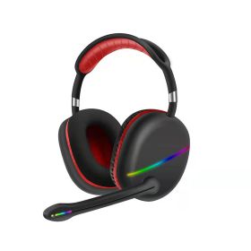 Headset Bluetooth Headset RGB Luminous Wireless (Color: Red)