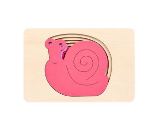 Children's Wooden Animal Multi-layer Gradient 3D Puzzle Model (Option: Snail Style)