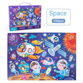 Gift Box Portable Puzzle Early Education Educational Toys (Option: 100 Space Exploration)