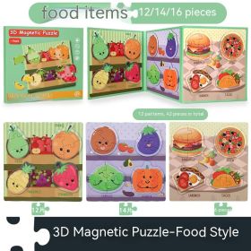 Children's Book Folding 3D Advanced Puzzle Magnetic (Option: Type D Food Type)