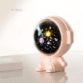 Galaxy Star Projector Starry Sky Night Light Astronaut Lamp Room Decr Gift Child Kids Baby Christmas Spaceman Projection (Color: Pink)