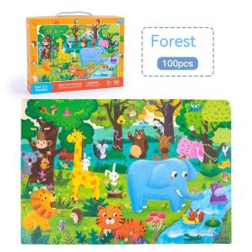 Gift Box Portable Puzzle Early Education Educational Toys (Option: 100 Animal World)