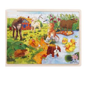 Wooden Children Infants Early Education Puzzle 60 Pieces (Option: Farm Pond Puzzle)