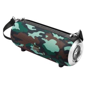 F666 Mini Bluetooth Speaker TWS Portable Fabric Square Dance Outdoor Small Audio FM Mobile Phone Stand (Option: Camouflage-USB)