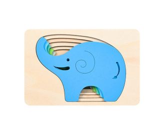 Children's Wooden Animal Multi-layer Gradient 3D Puzzle Model (Option: Elephant Style)