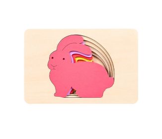 Children's Wooden Animal Multi-layer Gradient 3D Puzzle Model (Option: Rabbit Style)