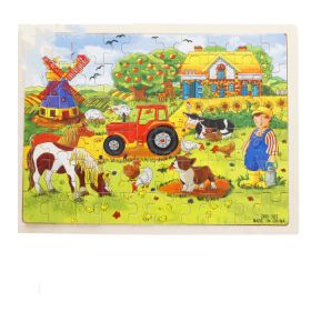 Wooden Children Infants Early Education Puzzle 60 Pieces (Option: Miller Farm Puzzle)