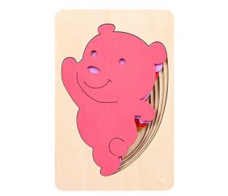 Children's Wooden Animal Multi-layer Gradient 3D Puzzle Model (Option: Bear Style)