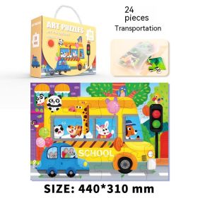 Gift Box Portable Puzzle Early Education Educational Toys (Option: 24 Vehicles)