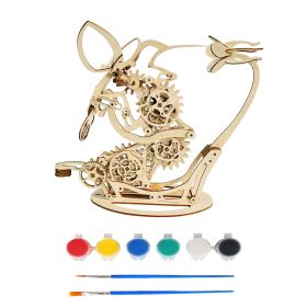 Dynamic Mechanical Wooden Three-dimensional Puzzle Hand-assembled Educational Toys Creative Ornaments (Option: Hummingbird Swing Pigment)