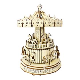 Dynamic Mechanical Wooden Three-dimensional Puzzle Hand-assembled Educational Toys Creative Ornaments (Option: Carousel)