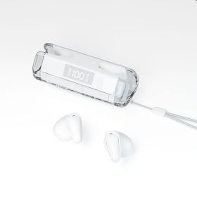 Sports Earphone Cellphone Universal Low Latency In-ear Digital Display Translucent Bluetooth Headset (Option: Pearl White)