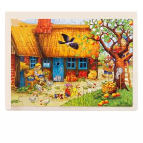 Wooden Children Infants Early Education Puzzle 60 Pieces (Option: Apple Tree House Puzzle)