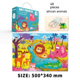 Gift Box Portable Puzzle Early Education Educational Toys (Option: 48 African Animals)