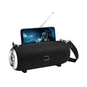 F666 Mini Bluetooth Speaker TWS Portable Fabric Square Dance Outdoor Small Audio FM Mobile Phone Stand (Option: Black-USB)