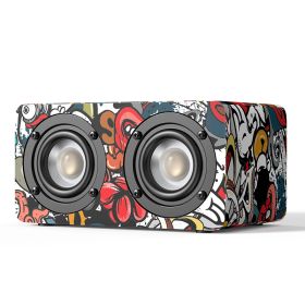 Bluetooth Speaker Mini Speaker Wireless Subwoofer Card Karaoke Car (Option: Graffiti color-Official standard)