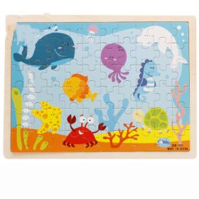 Wooden Children Infants Early Education Puzzle 60 Pieces (Option: Underwater World Puzzle)