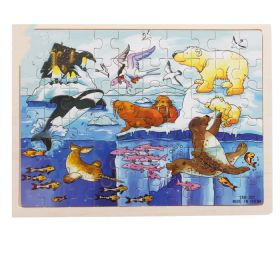 Wooden Children Infants Early Education Puzzle 60 Pieces (Option: Polar Animal Puzzle)