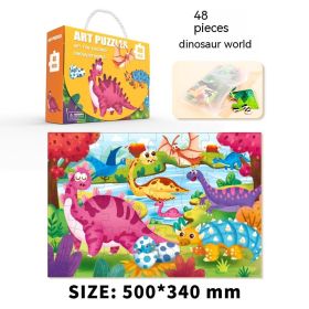 Gift Box Portable Puzzle Early Education Educational Toys (Option: 48 Dinosaur World)