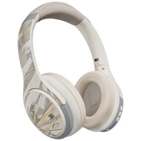 Bluetooth Headphone Head-mounted Active Noise Reduction E-sports Games Computer Ultra-long Life Battery (Color: Beige)