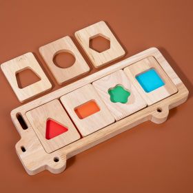 Early Education Geometry Three-dimensional Puzzle Baby Color Cognition (Option: Trolley)