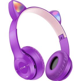 P47m Cat Ear Headset Bluetooth Headset (Color: Purple)