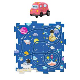 Children's Educational Track Car DIY Assembled Electric Toys (Option: Blue 4PCs 1Car)