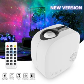 Laser Starry Sky Projection Lamp Colorful Nebula Moon With Bluetooth Music Playing (Option: USB-White)