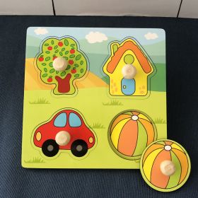 Hand Holding Puzzle Board Children's Montessori Early Education Perception Educational Toy Building Blocks (Option: Item Big Tree Style)