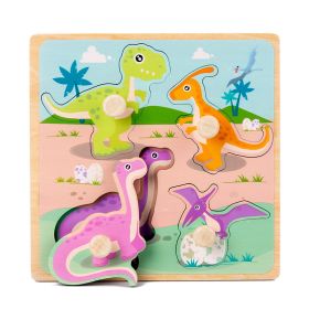 Children's Cartoon Wooded 3d 3d Puzzle Model Educational Toys (Option: Four Dinosaurs)