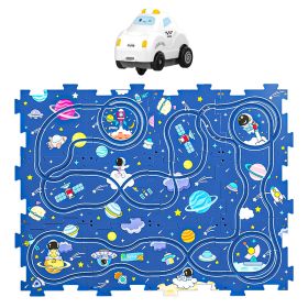 Children's Educational Track Car DIY Assembled Electric Toys (Option: Blue 12PCS 1 Car)