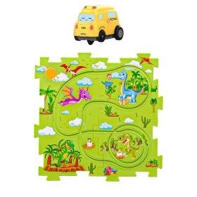 Children's Educational Track Car DIY Assembled Electric Toys (Option: Green 4PCs 1Car)