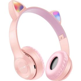 P47m Cat Ear Headset Bluetooth Headset (Color: Pink)