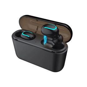 50 Charging Bin Stereo Mobile Power Bluetooth Headset (Option: U Shaped Binaural Black)