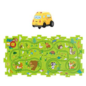 Children's Educational Track Car DIY Assembled Electric Toys (Option: Green 8PCs 1Car)