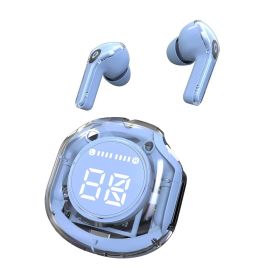 Ultra-long Life Battery Large Power Digital Display Wireless Bluetooth Headset (Option: Light Blue-Bare Metal)